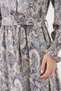 Women's Shirt Collar Belted Floral Patterned Viscose Stone Hijab Dress - 5