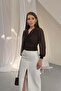 Brown Sleeves Balloon Collar Blouse - 4