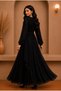 Balon Kol Designed Dress with Drape and Belt Detail, Special Silvery Tulle Fabric, Girls' Formal Dress for Weddings and Graduations - 6