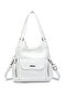 White Women's Daily Medium Size Shoulder Bag Soft Design Multi-Pocket