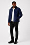 Men's Navy Blue Lined Water-Repellent Windproof Quilted Fiber-Filled Stand Collar Puffer Jacket - 2