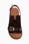 Cilia Genuine Leather Brown Suede Women's Sandals with Buckle Detail - 4