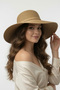 Luxury Women's Camel Knitted Straw Sun Hat with Lace Detail |   Wide-Brimmed Summer Beach and Vacation Model - 3