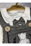 Teddy Bear Embroidered Baby Boy Stylish Salopet, Bow Tie Bodysuit and Cap Hat 3-Piece Set 0-12 Months - 5