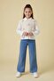 Girl's 3-Piece Set with Cream Pompom Sweater, Shirt and Jeans 24110 - 4