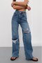 Trend Special Design Laser Knee Detail Loose Fit Baggy Denim Jean Pants-Trending Special Design Laser Knee Detail Loose Fit Baggy Denim Jeans