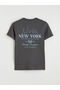 Anthracite Crew Neck Printed Combed Cotton Men's T-Shirt - 7