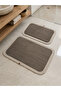 Premium Plush Jute Edge Detailed Non-Slip Base 2-Piece Bath Mat Set 90X60 & 50X70