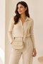 Beige Cream Women's Crossbody Bag with Gold Accessories and Adjustable Strap - - 5