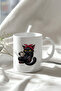 330ml B Printed White Ceramic Mug Cup with Cute Cat Drinking Coffee Design - 3