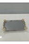 Figured, Metal Legs, Metal Handles, Stainless Steel Rectangular Tray Luxury Presentation Tray - 8