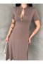Women's Zipper Detailed Maxi Long Modal Dress - 3