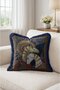 Ancient Egyptian Horse Motif Fringed Cushion Cover - Navy Blue Tasseled Ethnic Cover - 3