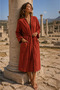 Muslin Women's Dressing Gown - Bathrobe - with Oyster Stitching Detail - 2