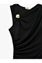 Slim Fit Sleeveless Crew Neck Mini Dress with Metal Accessories - 5