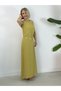 2923 Sleeveless, Waist Chain Detail, Long Dress with Metal Shoulder Accessories - 3