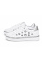 White Women's Daily Thick Sole Sneaker Shoes - 3