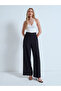 72706 High Waist Wide Leg Trousers-Black - 4