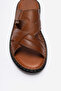 Men's Cross-Strapped Slippers Real Leather Dc 1143 Taba - 2