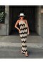 Zigzag Patterned Halter Neck Long Knit Dress & Summer Cotton Beach Dress Bohemia Maxi Dress - 3