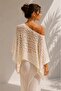 Ecru Madonna Collar Transparent Knitwear Pareo Poncho - 5