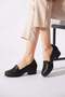 Serol laser heeled women's genuine leather shoes black skin - 4
