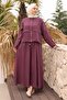 Plum Zippered Rubberized Jacket and Skirt Set - 2