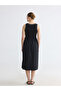 Black Crew Neck Waist Dress - 2