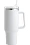 40oz Insulated Stainless Steel Tumbler with Handle Straw Lid Travel Coffee Cup White