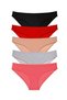 Glb-Stl41414 5 Pieces Super Eco Set Lycra Women's Slip Panties Black Red Skin Gray Fuchsia