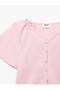 Short Sleeve V-Neck Linen and Viscose Blend Tie-Up Blouse - 6