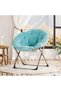 Saucer Chair – Plush Lazy Lounge Moon Chair with Folding Metal Frame | Flower Accent Seat for Adults, Teens & Kids | Ideal for Bedroom, Dorm & Living Room
