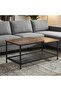 2-Tier Industrial Coffee Table, Rectangle Living Room Center Table with Mesh Storage Shelf, Rustic Brown