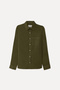 Men's Khaki Regular Fit Long Sleeve Linen Blend Shirt