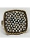 Bronze Vintage Women's Ring Authentic Copper Jewelry Tiny Pearl Worked Square Model Adjustable - 2