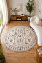 Ege 1924 Round Non-Slip Base Machine Washable Digital Printed Chenille Woven Rug - 3