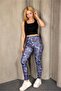 Women's High Waist Diver Fabric Patterned Gathering Sports Leggings - 5