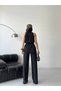 Women's Belt Detailed Loose Cut Satin Look Double Set - 8