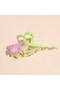 Metal Hairpin with Lily Figure - Pink & Green Enamel Inlaid Pearl Hair Accessory - 5