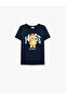 Teddy Bear Printed Short Sleeve Crew Neck Cotton T-Shirt