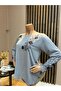 Women's Middle Age and Above Round Viscose Elegant Floral Pattern Mother Combed Cotton Blouse - 2