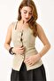 Square Collar Buttoned Pocket Detailed Vest Mink