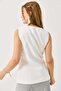Metal Buttoned Square Collar Thick Strap Vest White - 5