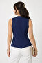 Women's Cross-Buttoned Sleeveless Vest Navy Blue - 2