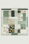 Mint Patchwork Chain Motif Silk Scarf