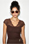 Women's Bitter Brown Lace V-Neck Body Hugging Blouse 36012 60286290 - 3