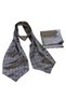 Silver Gray Jacquard Woven Geometric Men's Accessory Scarf, Shawl, and Handkerchief Set - 3
