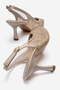 Women's Pointed Toe Lace Detailed Open Back Strap Evening Dress Shoes Nast Beige - 7
