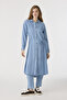 Belted Long Blue Tunic with Pocket Detail 1639