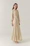 Satin Ecru/Black Dress with Scarf Detail and Belt 0601 - 3